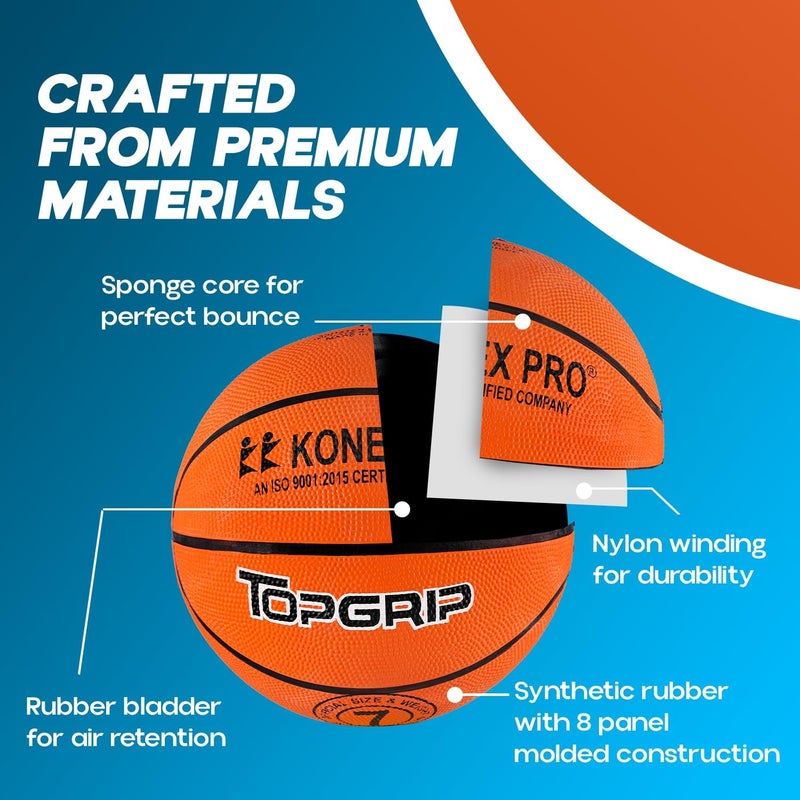 KONEX Size 5 Professional Basket Ball for Indoor & Outdoor (Brown) - Image 2